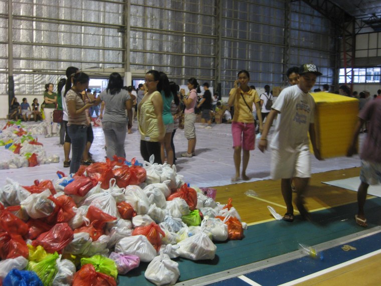 The Gawad Kalinga Relief Center at the RFM Sports Center in Mandaluyong City.